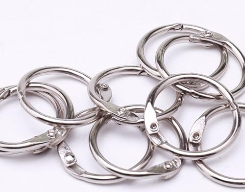 ZHHSUNY 30 Stück Metall Binderinge Set, Metall Buchbinderinge für Bücher, Loseblatt-Hefte, DIY Schlüsselhalter (Silber) von ZHHSUNY