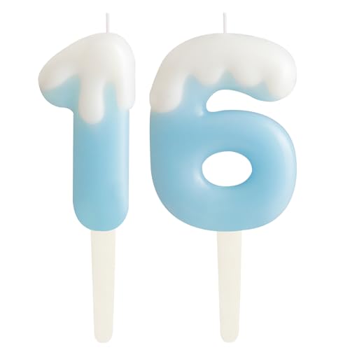 Eis Blau 16.Geburtstag Kerzen, Creme Zahlen 16.Geburtstag Party Dekoration, Geburtstag Kuchen Topper, Happy 16. Geburtstag Kuchen Kerzen für Geburtstag Party Hochzeit Jubiläum Feier Zubehör Eis Blau 16.Geburtstag Kerzen, Creme Zahlen 16.Geburtstag Party Dekoration, Geburtstag Kuchen Topper, Happy 16. Geburtstag Kuchen Kerzen für Geburtstag Party Hochzeit Jubiläum Feier Zubehör von ZHIHUI