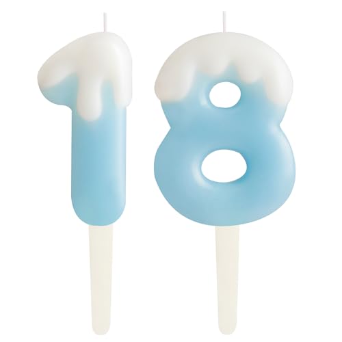 Eis Blau 18.Geburtstag Kerzen, Creme Zahlen 18.Geburtstag Party Dekoration, Geburtstag Kuchen Topper, Happy 18. Geburtstag Kuchen Kerzen für Geburtstag Party Hochzeit Jubiläum Feier Zubehör Eis Blau 18.Geburtstag Kerzen, Creme Zahlen 18.Geburtstag Party Dekoration, Geburtstag Kuchen Topper, Happy 18. Geburtstag Kuchen Kerzen für Geburtstag Party Hochzeit Jubiläum Feier Zubehör von ZHIHUI