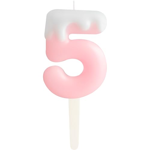 ZHIHUI Eis Rosa 5.Geburtstag Kerze, Creme Zahl 5, Party Dekoration, Kuchen Topper, Happy 5. Geburtstag Kuchen Kerze, Unparfümiert, Indoor ZHIHUI Eis Rosa 5.Geburtstag Kerze, Creme Zahl 5, Party Dekoration, Kuchen Topper, Happy 5. Geburtstag Kuchen Kerze, Unparfümiert, Indoor von ZHIHUI