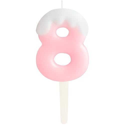 Eis Rosa 8.Geburtstag Kerzen, Creme Zahlen 8.Geburtstag Party Dekoration, Geburtstag Kuchen Topper, Happy 8. Geburtstag Kuchen Kerzen für Geburtstag Party Hochzeit Jubiläum Feier Zubehör von ZHIHUI
