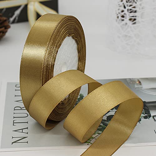 Satinband Champagner Gold 20mm, 22 Meters Dekoration Geschenkband Fein Schleifenband, Stoffband für Luftballons, Hochzeit, Taufe und Geburtstag Geschenke Der Valentinstag Verpackung von Geschenken von ZHIHUI