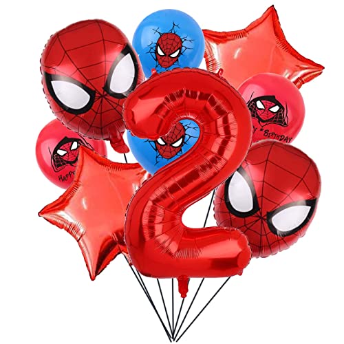 Super Hero Spider Man Geburtstagsdekoration, roter Spider Man zweiter Geburtstag Ballon, 32 Zoll Größe 2 Superhelden Aluminiumballon, Kinder Spider Man Geburtstagsballon, Geburtstagsparty Dekoration von ZHIHUI