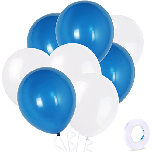 ZHIHUI 20pcs Blue White Latex Balloons, 10 Inch Thicken Party Balloons Royal Blue and White Ballons for Blue White Theme Birthday Wedding Boy Baby Shower Graduation Party Decoration von ZHIHUI