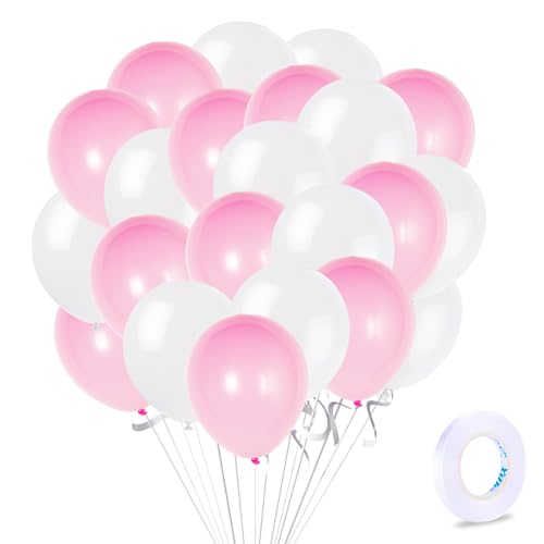 ZHIHUI 50 Stück rosa und weiße Luftballons, 25,4 cm Macaron Pink Weiß Latex Bulk Ballon für Babyparty, Geburtstag, Hochzeit, Verlobung, Jahrestag, Weihnachten, Festival, Picknick oder Freunde Familie ZHIHUI 50 Stück rosa und weiße Luftballons, 25,4 cm Macaron Pink Weiß Latex Bulk Ballon für Babyparty, Geburtstag, Hochzeit, Verlobung, Jahrestag, Weihnachten, Festival, Picknick oder Freunde Familie von ZHIHUI