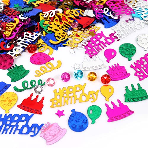 ZHIHUI Bunte sortierte Happy Birthday Konfetti, mehrfarbige Tischkonfetti-Tasche, Regenbogen-Party-Dekorationen, Tischdekoration, Karten, Streusel, Geschenke für Frauen, 15 g von ZHIHUI