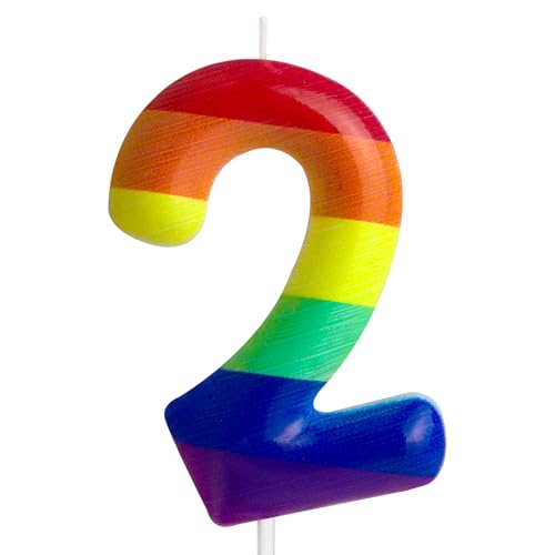 ZHIHUI Geburtstagskerze in Regenbogenfarben mit Zahl 2, lebendige Regenbogenzahlen, Party-Dekoration, Zahlenkerze, Geburtstagskuchenaufsatz für Kinder, Jungen, Mädchen, Geburtstagsparty, Dekoration, ZHIHUI Geburtstagskerze in Regenbogenfarben mit Zahl 2, lebendige Regenbogenzahlen, Party-Dekoration, Zahlenkerze, Geburtstagskuchenaufsatz für Kinder, Jungen, Mädchen, Geburtstagsparty, Dekoration, von ZHIHUI