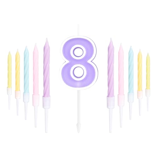 ZHIHUI Geburtstagskerzen, 11 Stück, Macaron-Bonbonfarben, Zahlen, Party-Dekoration, 8. 3D-Zahlenkerzen, niedliche Happy Birthday-Kuchenkerzen für Geburtstagsparty, Hochzeit, Jahrestag, Feier von ZHIHUI