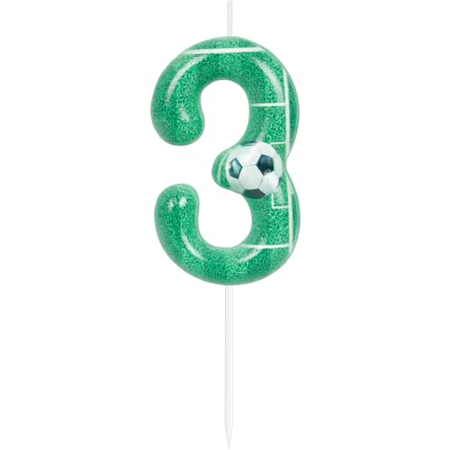 ZHIHUI Geburtstagskerzen, Fußball-Motto-Partydekorationen, Zahlen-Alles Gute zum Geburtstag-Kuchenkerzen, Fußball-Kerzen für Kinder-Fußballfans-Spieler, Cake-Top-Party-Motto-Partyzubehör (Nr.3) von ZHIHUI