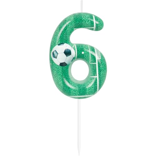 ZHIHUI Geburtstagskerzen, Fußball-Motto-Partydekorationen, Zahlen-Alles Gute zum Geburtstag-Kuchenkerzen, Fußball-Kerzen für Kinder-Fußballfans-Spieler, Cake-Top-Party-Motto-Partyzubehör (Nr.6) von ZHIHUI