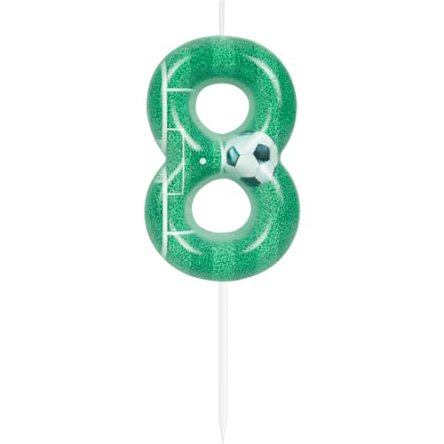 ZHIHUI Geburtstagskerzen, Fußball-Motto-Partydekorationen, Zahlen-Alles Gute zum Geburtstag-Kuchenkerzen, Fußball-Kerzen für Kinder-Fußballfans-Spieler, Cake-Top-Party-Motto-Partyzubehör (Nr.8) von ZHIHUI