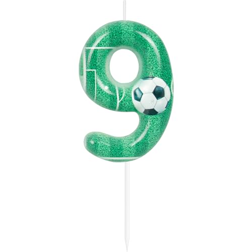 ZHIHUI Geburtstagskerzen, Fußball-Motto-Partydekorationen, Zahlen-Alles Gute zum Geburtstag-Kuchenkerzen, Fußball-Kerzen für Kinder-Fußballfans-Spieler, Cake-Top-Party-Motto-Partyzubehör (Nr.9) von ZHIHUI