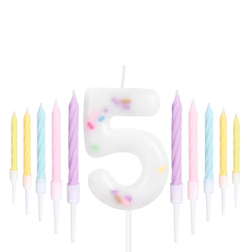 ZHIHUI Geburtstagskerzen, lebendige Regenbogen-Zahlen, Party-Dekoration, 5. Geburtstag, Kuchenkerzen, niedliche Geburtstagskerzen für Geburtstagsparty, Hochzeitstag, Feier, Zubehör, 11 Stück ZHIHUI Geburtstagskerzen, lebendige Regenbogen-Zahlen, Party-Dekoration, 5. Geburtstag, Kuchenkerzen, niedliche Geburtstagskerzen für Geburtstagsparty, Hochzeitstag, Feier, Zubehör, 11 Stück von ZHIHUI