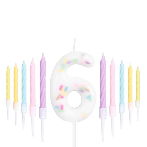 ZHIHUI Geburtstagskerzen, lebendige Regenbogenzahlen, Party-Dekoration, 6. Geburtstag, Kuchenkerzen, niedliche Happy Birthday-Kuchenkerzen für Geburtstagsparty, Hochzeitstag, Feier, Zubehör, 11 Stück ZHIHUI Geburtstagskerzen, lebendige Regenbogenzahlen, Party-Dekoration, 6. Geburtstag, Kuchenkerzen, niedliche Happy Birthday-Kuchenkerzen für Geburtstagsparty, Hochzeitstag, Feier, Zubehör, 11 Stück von ZHIHUI