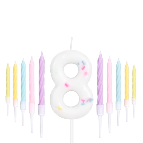 ZHIHUI Geburtstagskerzen, lebendige Regenbogenzahlen, Party-Dekoration, 8. Geburtstag, Kuchenkerzen, niedliche Happy Birthday-Kuchenkerzen für Geburtstagsparty, Hochzeitstag, Feier, Zubehör, 11 Stück ZHIHUI Geburtstagskerzen, lebendige Regenbogenzahlen, Party-Dekoration, 8. Geburtstag, Kuchenkerzen, niedliche Happy Birthday-Kuchenkerzen für Geburtstagsparty, Hochzeitstag, Feier, Zubehör, 11 Stück von ZHIHUI