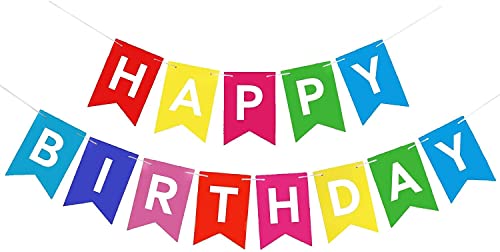 ZHIHUI Happy Birthday Girlande Banner Bunt Geburtstag Deco aus Papierkarte, Banner aus Filz für Regenbogen Happy Birthday, für Geburtstagsfeier Dekoration Kinder und Erwachsene ZHIHUI Happy Birthday Girlande Banner Bunt Geburtstag Deco aus Papierkarte, Banner aus Filz für Regenbogen Happy Birthday, für Geburtstagsfeier Dekoration Kinder und Erwachsene von ZHIHUI