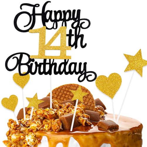 ZHIHUI Kuchendekoration, 7-teilig, personalisierbar, "Happy 14 Years", Kuchendekoration für Jungen, Mädchen, Kinder, Happy Birthday-Schild für Kuchen, Glitzer-Cupcake-Topper zum 14. Geburtstag ZHIHUI Kuchendekoration, 7-teilig, personalisierbar, "Happy 14 Years", Kuchendekoration für Jungen, Mädchen, Kinder, Happy Birthday-Schild für Kuchen, Glitzer-Cupcake-Topper zum 14. Geburtstag von ZHIHUI