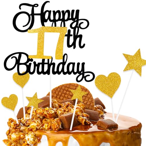 ZHIHUI Kuchendekoration, 7-teilig, personalisierbar, "Happy 17 Years Birthday", Tortenaufsätze für Jungen, Mädchen, Kinder, Happy Birthday-Schild für Kuchen, Glitzer-Cupcake-Topper zum 17. Geburtstag ZHIHUI Kuchendekoration, 7-teilig, personalisierbar, "Happy 17 Years Birthday", Tortenaufsätze für Jungen, Mädchen, Kinder, Happy Birthday-Schild für Kuchen, Glitzer-Cupcake-Topper zum 17. Geburtstag von ZHIHUI