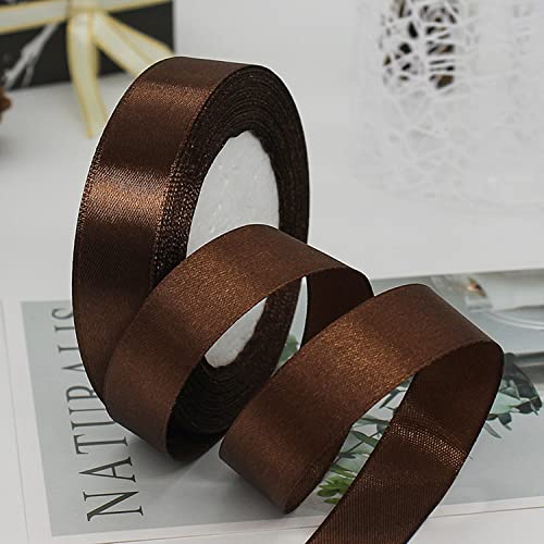 ZHIHUI Satinband Braun 20mm, 22 Meters Dekoration Geschenkband Fein Schleifenband, Stoffband für Luftballons, Hochzeit, Taufe und Geburtstag Geschenke Der Valentinstag Verpackung von Geschenken von ZHIHUI