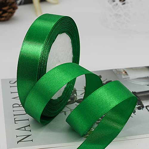 ZHIHUI Satinband Grün 20mm, 22 Meters Dekoration Geschenkband Fein Schleifenband, Stoffband für Luftballons, Hochzeit, Taufe und Geburtstag Geschenke Der Valentinstag Verpackung von Geschenken von ZHIHUI