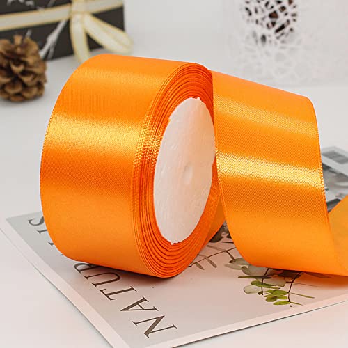 ZHIHUI Satinband Orange 40mm, 22 Meters Dekoration Geschenkband Fein Schleifenband, Stoffband für Luftballons, Hochzeit, Taufe und Geburtstag Geschenke Der Valentinstag Verpackung von Geschenken von ZHIHUI