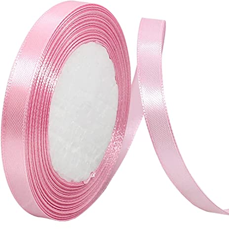 ZHIHUI Satinband Rosa 10mm, 22 Meters Dekoration Geschenkband Fein Schleifenband, Stoffband für Luftballons, Hochzeit, Taufe und Geburtstag Geschenke Der Valentinstag Verpackung von Geschenken von ZHIHUI