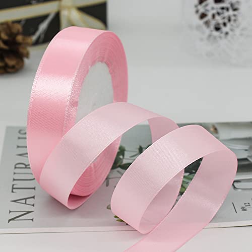 ZHIHUI Satinband Rosa 20mm, 22 Meters Dekoration Geschenkband Fein Schleifenband, Stoffband für Luftballons, Hochzeit, Taufe und Geburtstag Geschenke Der Valentinstag Verpackung von Geschenken von ZHIHUI