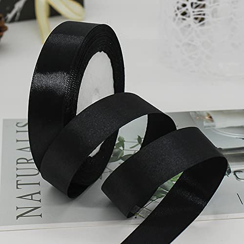 ZHIHUI Satinband Schwarz 20mm, 22 Meters Dekoration Geschenkband Fein Schleifenband, Stoffband für Luftballons, Hochzeit, Taufe und Geburtstag Geschenke Der Valentinstag Verpackung von Geschenken von ZHIHUI