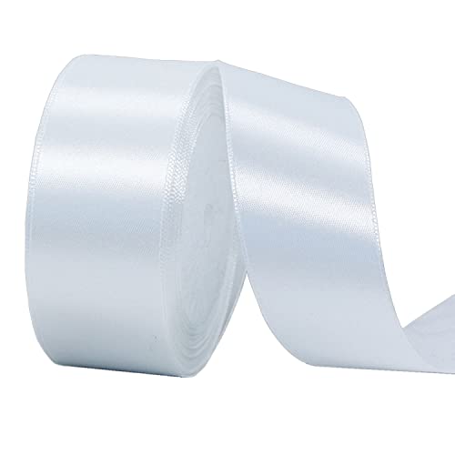 ZHIHUI Satinband Weiß 40mm, 22 Meters Dekoration Geschenkband Fein Schleifenband, Stoffband für Luftballons, Hochzeit, Taufe und Geburtstag Geschenke Der Valentinstag Verpackung von Geschenken von ZHIHUI