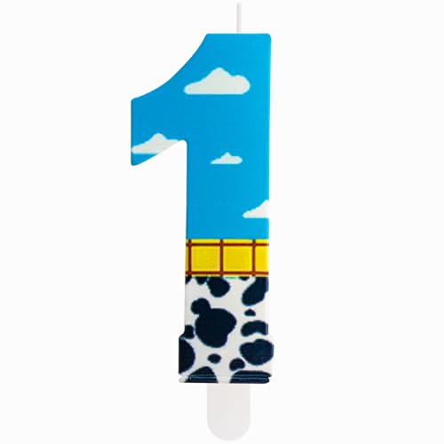 ZHIHUI Spielzeug-inspirierte Game-Story-Geburtstagsdekorationen, blauer Himmel und weiße Wolken-Kuh-Geburtstagszahlenkerzen für Kinder, Jungen und Mädchen, Geburtstagsparty-Dekoration (Nummer 1) von ZHIHUI