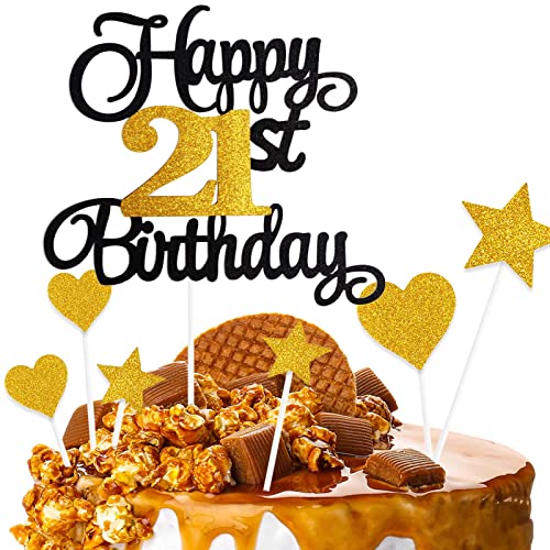 ZHIHUI Tortendeko 21 Geburtstag Schwarz&Golden Junge Mädchen, 7Stück 21.Kuchendeko Geburtstag, Happy 21 Birthday Deko Torte Kuchen Deko Cake Topper für 21 Geburstagstorte Deko Jungen Mädchen Mann Frau ZHIHUI Tortendeko 21 Geburtstag Schwarz&Golden Junge Mädchen, 7Stück 21.Kuchendeko Geburtstag, Happy 21 Birthday Deko Torte Kuchen Deko Cake Topper für 21 Geburstagstorte Deko Jungen Mädchen Mann Frau von ZHIHUI