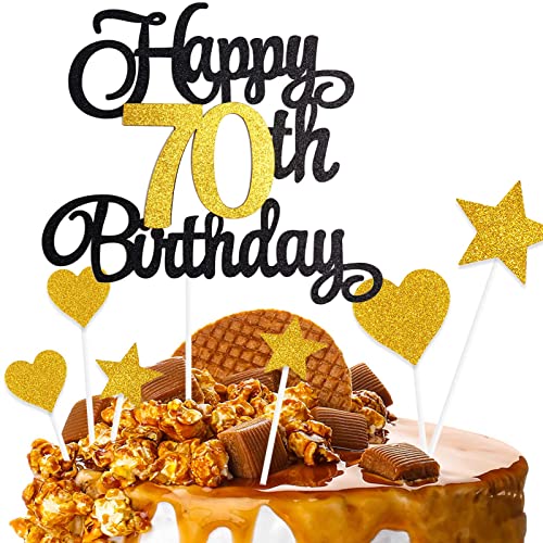 ZHIHUI Tortendeko 70 Geburtstag Schwarz&Golden Junge Mädchen, 7Stück 70.Kuchendeko Geburtstag, Happy 70 Birthday Deko Torte Kuchen Deko Cake Topper für 70 Geburstagstorte Deko Jungen Mädchen Mann Frau ZHIHUI Tortendeko 70 Geburtstag Schwarz&Golden Junge Mädchen, 7Stück 70.Kuchendeko Geburtstag, Happy 70 Birthday Deko Torte Kuchen Deko Cake Topper für 70 Geburstagstorte Deko Jungen Mädchen Mann Frau von ZHIHUI