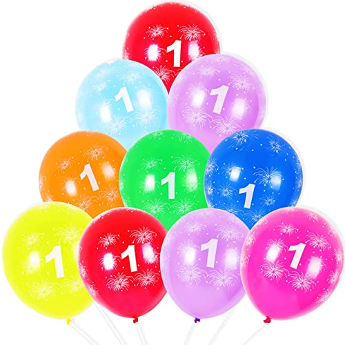 ZHIHUI Luftballon 1 Geburtstag Deko, Luftballons 1 Jahre, 10 pcs Deko zum 1 Jahr Geburtstagdeko Junge Mädchen, Luftballon 1. Geburtstag Deko, Mädchen Junge für Geburtstag Backdrop Ballon Girlande von ZHIHUI
