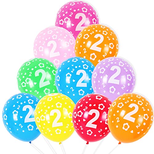ZHIHUI Luftballon 2 Geburtstag Deko, Luftballons 2 Jahre, 10 pcs Deko zum 2 Jahr Geburtstagdeko Junge Mädchen, Luftballon 2. Geburtstag Deko, Mädchen Junge für Geburtstag Backdrop Ballon Girlande von ZHIHUI