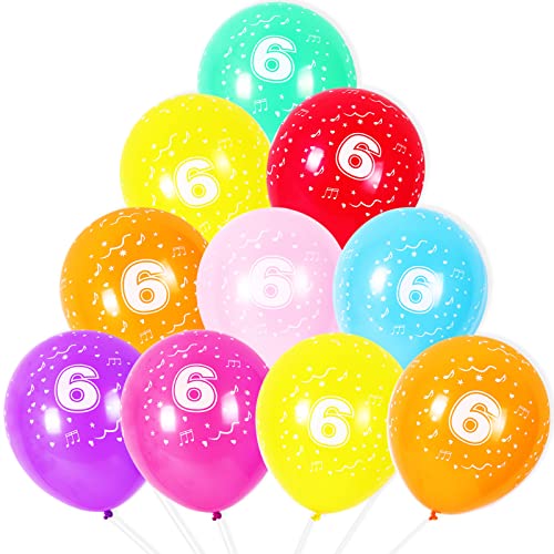ZHIHUI Luftballon 6 Geburtstag Deko, Luftballons 6 Jahre, 10 pcs Deko zum 6 Jahr Geburtstagdeko Junge Mädchen, Luftballon 6. Geburtstag Deko, Mädchen Junge für Geburtstag Backdrop Ballon Girlande von ZHIHUI