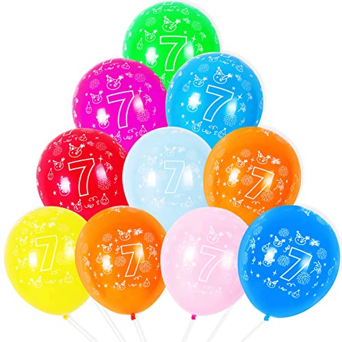 ZHIHUI Luftballon 7 Geburtstag Deko, Luftballons 7 Jahre, 10 pcs Deko zum 7 Jahr Geburtstagdeko Junge Mädchen, Luftballon 7. Geburtstag Deko, Mädchen Junge für Geburtstag Backdrop Ballon Girlande von ZHIHUI