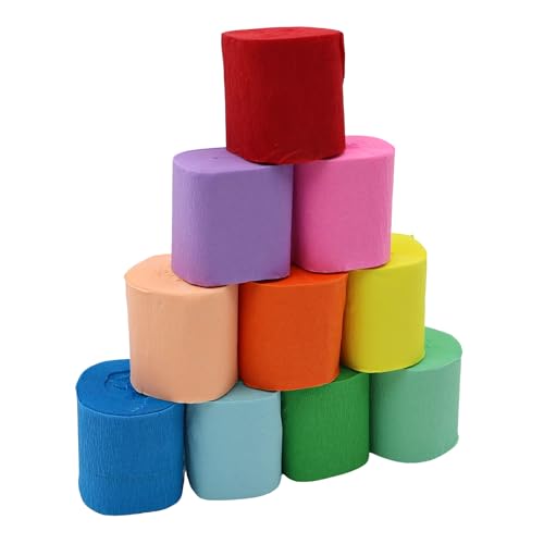 10 Rollen Krepppapier Bunt 10 Farben Bunt Kreppbänder Regenbogen Crepe Papier DIY Krepppapier Luftschlangen für Fasching Deko Feier Deko Geburtstagsfeier Hochzeit Party (4.5cm x 10m) von ZHIQIN