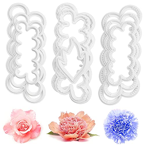 9 Stück 3D Blütenblatt Ausstecher Kuchen Dekorieren Rosen Nelken Pfingstrose Blume Fondant Cookie Cutter Werkzeug für Dekorieren Fondant Torten Marzipan,Satz von 3 Größen DIY Backen Zubehör Form 9 Stück 3D Blütenblatt Ausstecher Kuchen Dekorieren Rosen Nelken Pfingstrose Blume Fondant Cookie Cutter Werkzeug für Dekorieren Fondant Torten Marzipan,Satz von 3 Größen DIY Backen Zubehör Form von ZHIQIN