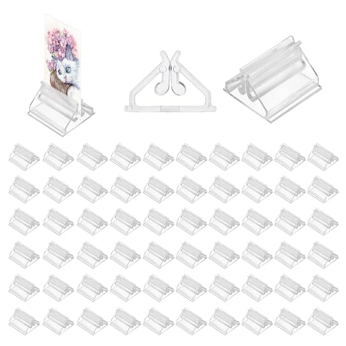 ZHIQIN 100 Stück Kartenständer Plastic Transparent Tischkartenhalter Acryl Spielkartenhalter Klare Kartenspiele Ständer Plastic Game Card Stands für Karten Foto Brettspielmarker Bilder von ZHIQIN
