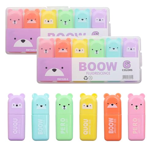 ZHIQIN 18 Stück Mini Textmarker Klein Textmarker Lustige Macarons Textmarkere 6 Farben Cartoon Marker Mini Highlighter Stift Set für Kinder Erwachsene Geschenke Schulsachen Bürobedarf von ZHIQIN
