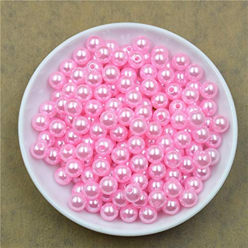 4/5/6/8 mm mit Loch, Kunstperlen, Haarschmuck, Abstandshalter, Kugel, lose runde Perlen, DIY-Armband, Halskette, Quaste, Charms, Damenschmuck, Ohrringe, baumelndes Zubehör, Dekorationen (Rosa) von ZHITENG