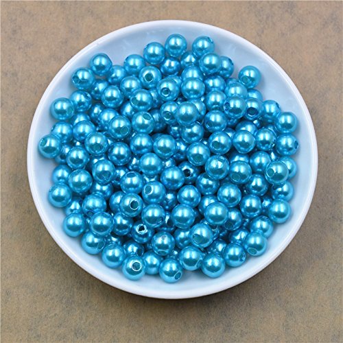 4/5/6/8 mm mit Loch, Kunstperlen, Haarschmuck, Abstandshalter, Kugel, lose runde Perlen, DIY-Armband, Halskette, Quaste, Charms, Damenschmuck, Ohrringe, baumelndes Zubehör, Dekorationen (blau) von ZHITENG