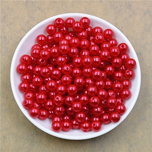 4/5/6/8 mm mit Loch, Kunstperlen, Haarschmuck, Abstandshalter, Kugel, lose runde Perlen, DIY-Armband, Halskette, Quaste, Charms, Damenschmuck, Ohrringe, baumelndes Zubehör, Dekorationen (rot) von ZHITENG