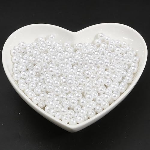 4/5/6/8 mm mit Loch, Kunstperlen, Haarschmuck, Abstandshalter, Kugel, lose runde Perlen, DIY-Armband, Halskette, Quaste, Charms, Damenschmuck, Ohrringe, baumelndes Zubehör, Dekorationen (weiß) von ZHITENG