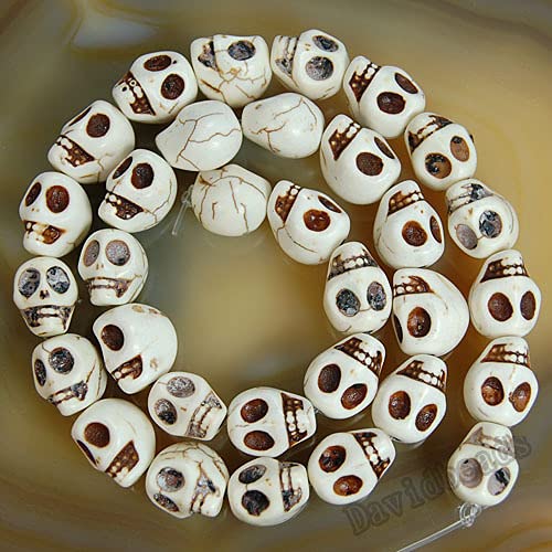 Perlen, Totenkopfform, Howlith, Türkis, Strang, Naturstein, Quasten, Kronleuchter, Schmuck, Bohemian-Stil, Boho-Stil, Vintage, Halskette, Ohrringe, Armband, Zubehör, DIY (8 x 10 mm, beiger Totenkopf) Perlen, Totenkopfform, Howlith, Türkis, Strang, Naturstein, Quasten, Kronleuchter, Schmuck, Bohemian-Stil, Boho-Stil, Vintage, Halskette, Ohrringe, Armband, Zubehör, DIY (8 x 10 mm, beiger Totenkopf) von ZHITENG