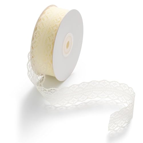 ZHITENG 21M Spitzenband Vintage, Spitzenbordüre Spitze Wiederverwendbar, Schleifenband Hochzeit Stickerei, Spitzenborte für Nähen Handwerk Hochzeit Deko Scrapbooking Geschenkbox (Beige) von ZHITENG