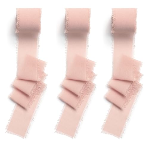 ZHITENG Geschenkband 2,5CM x 6,66M, Schleifenband Wiederverwendbar, Band Elegantes, Chiffonband Breit für Blumensträuße Hochzeitseinladungen Bastelarbeiten Geschenkband Hochzeit (Hellrosa) von ZHITENG
