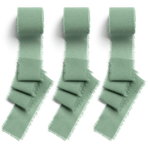 ZHITENG Geschenkband 2.5CMx6.66M, Schleifenband Wiederverwendbar, Band Elegantes, Chiffonband Breit für Blumensträuße Hochzeitseinladungen Bastelarbeiten Geschenkband Hochzeit (Hellgrün) von ZHITENG