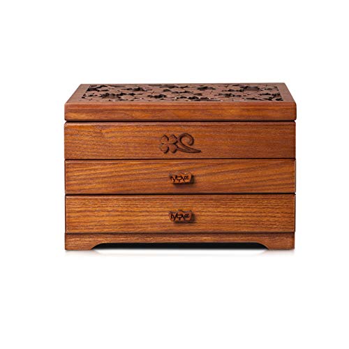 Schmuckschatulle aus Holz, Schmuckschatulle, Handschmuck-Aufbewahrungsbox, Retro-Wind, großes Fassungsvermögen, mehrschichtige Veredelung, Aufbewahrung, Sammlung, Display, dekorative Box, Schmuck Schmuckschatulle aus Holz, Schmuckschatulle, Handschmuck-Aufbewahrungsbox, Retro-Wind, großes Fassungsvermögen, mehrschichtige Veredelung, Aufbewahrung, Sammlung, Display, dekorative Box, Schmuck von ZHIYOUGO