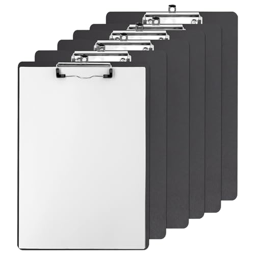ZHIYUQL® 6 Stück Klemmbrett A4 Klemmbretter mit Einschiebbare Aufhängöse, Klemmbrettmappe A4 Schreibbrett Kunststoff Zwischenablage Schwarz Clipboard für Büros, Restaurants, Schulen und Werkstatt von ZHIYUQL
